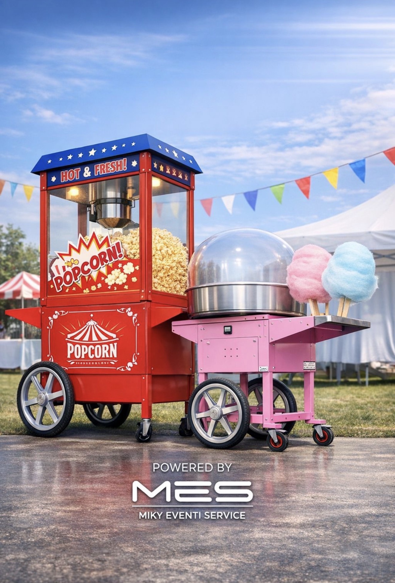 Carrettino Popcorn, Gelati e Zucchero Filato